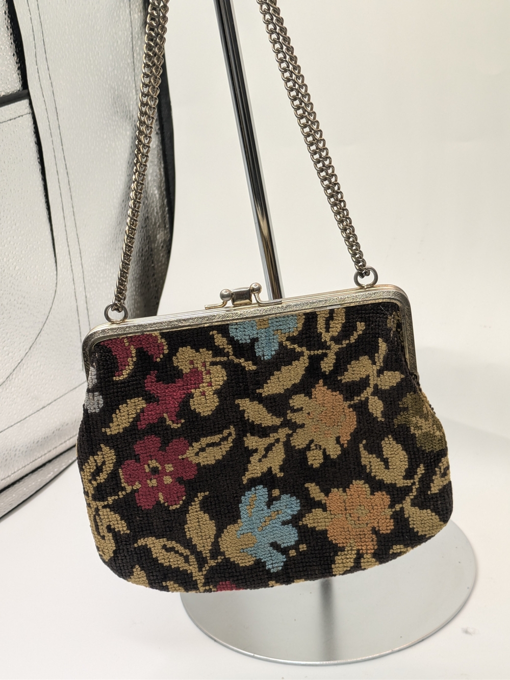 Vintage Floral Upholstery Evening Bag - Black Multi